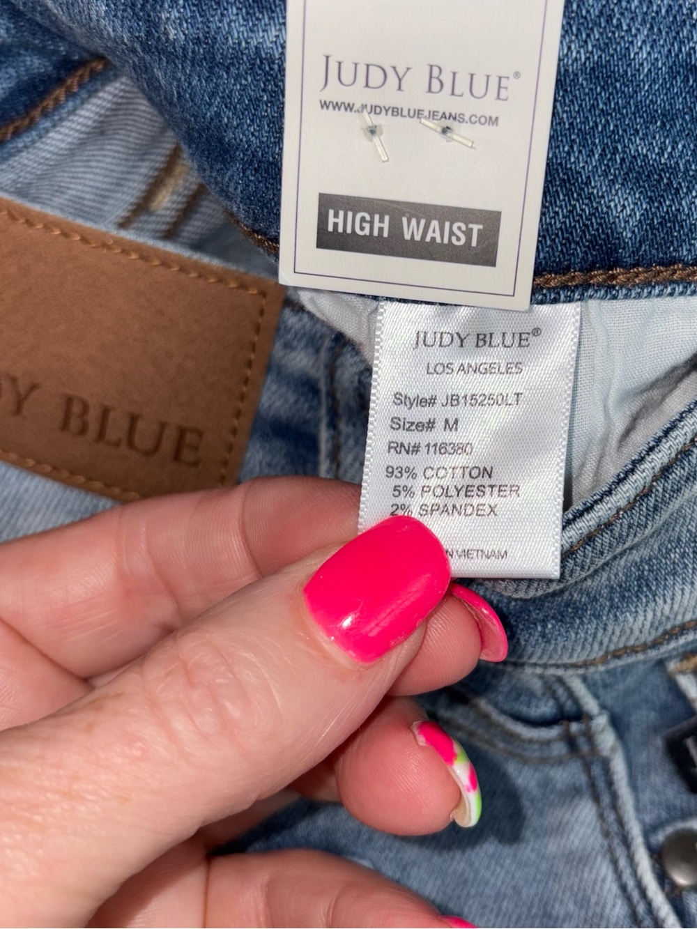 NWT Judy Blue High Waist Destroyed Denim Shorts Medium Raw Hem Stretch - Picture 5 of 5